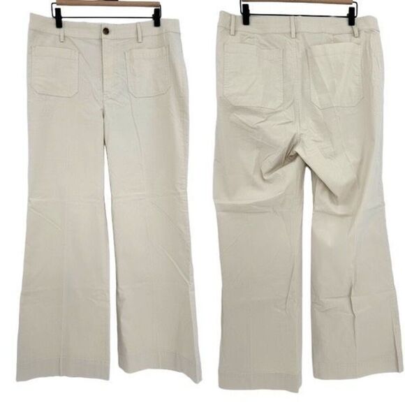 NWT J. Crew Factory Womens Ivory High-Rise Patch-Pocket Wide Leg Pants Size 32 - Picture 2 of 11
